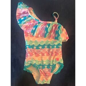 RuffleButts 4T One Shoulder Girls Bathing Suit